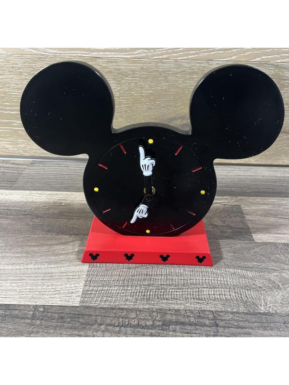 Disney Parks Mickey Mouse Icon Clock for Table Desk Analog Ears Black Red